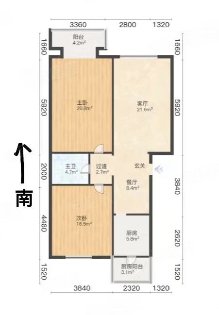 双发温泉花园(西区)2室2厅1卫106.02㎡南北130万