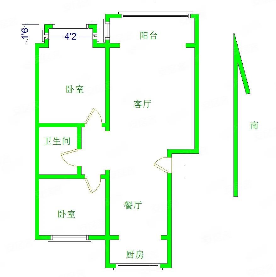 张垣新城2室2厅1卫103.82㎡南80万