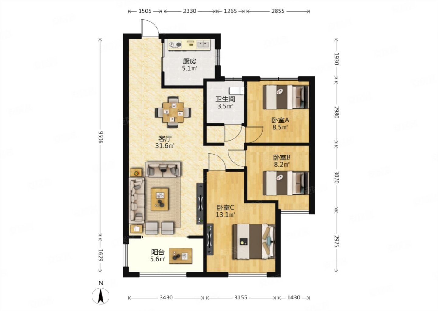 全明格局好户型 好楼层 大红本满二 诚心卖,当代moma沿湖城二手房,120