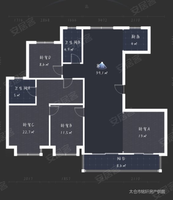万达广场东,景瑞望府146平四房两卫,四开间朝南,好楼层