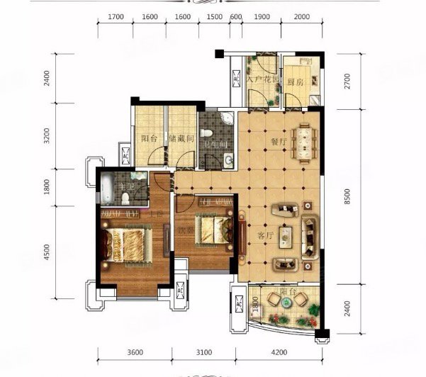碧波豪庭118平68万3室2厅2卫