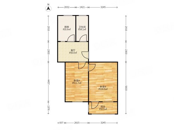 西宁路小区2室1厅1卫51.76㎡南北119万