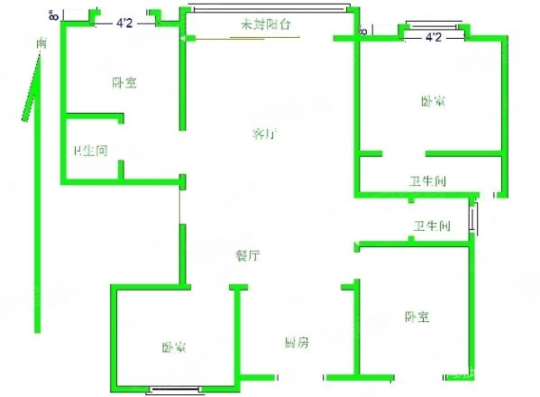 昆吾和谐花苑4室2厅2卫157㎡南北156万