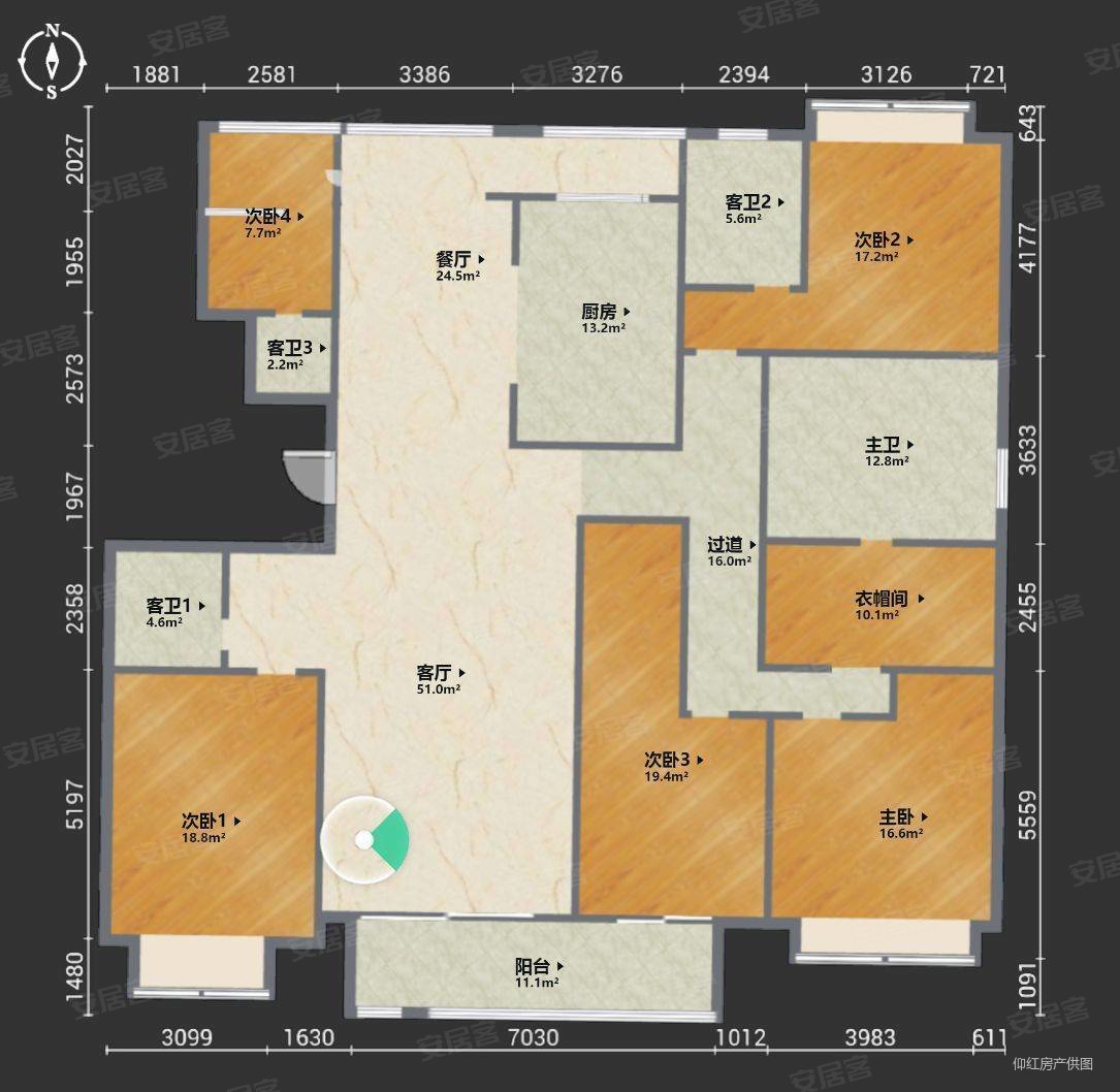 大公馆4室2厅3卫245.33㎡南北458万