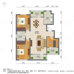 沈铁田园牧歌3室2厅1卫113.81㎡南北140万