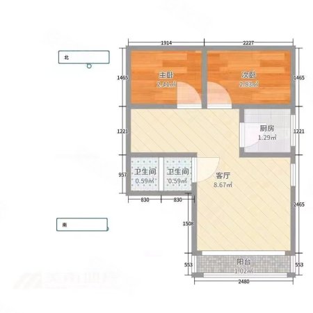 红联花园2室1厅1卫89㎡南北48.8万