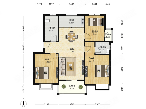 嘉城绿都芙蓉苑 南向采光好 购物方便 高楼层采光充足 双卫