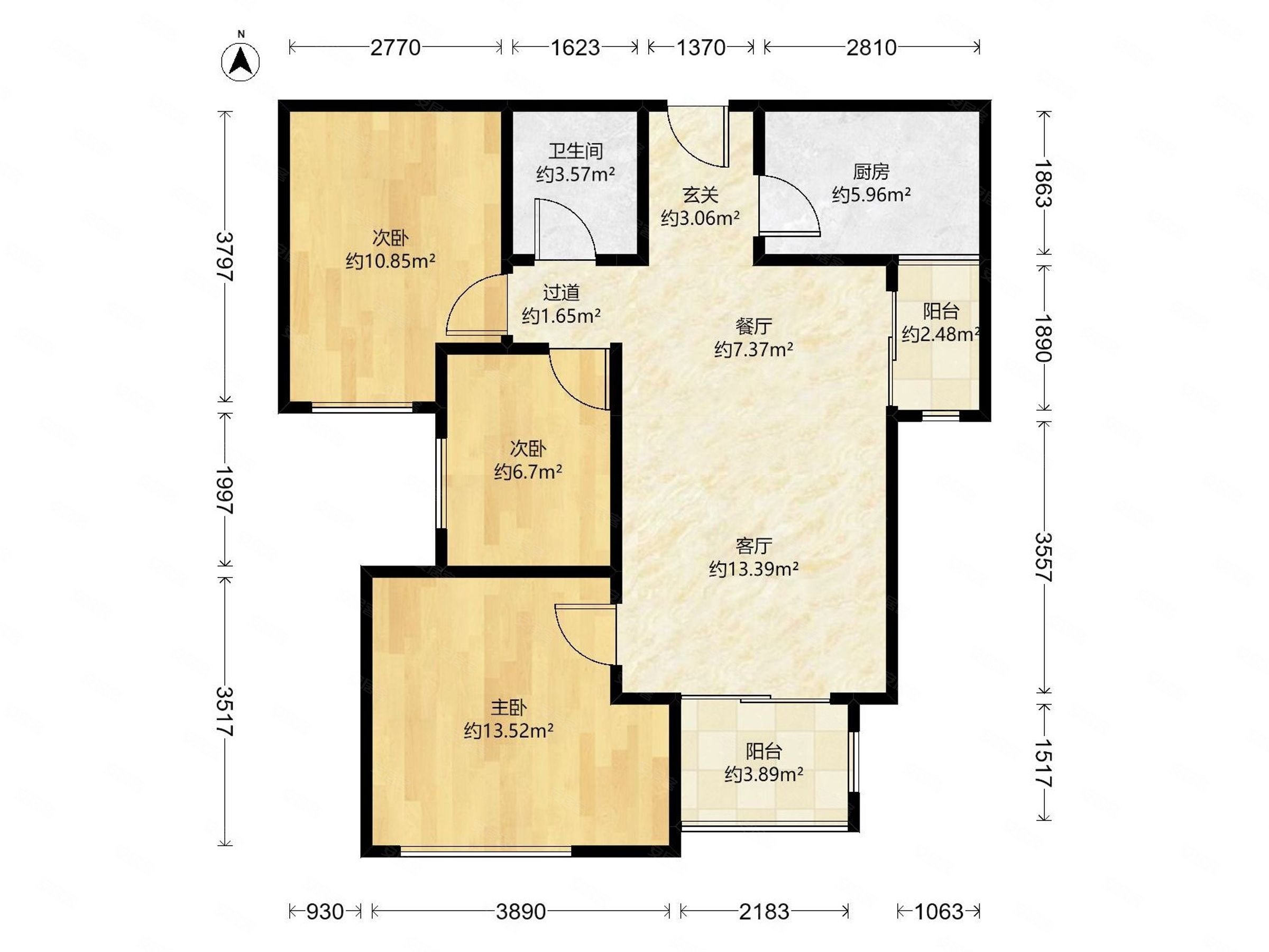 新上三室98平 楼层好 采光好 草场街  花园社区 商圈成熟