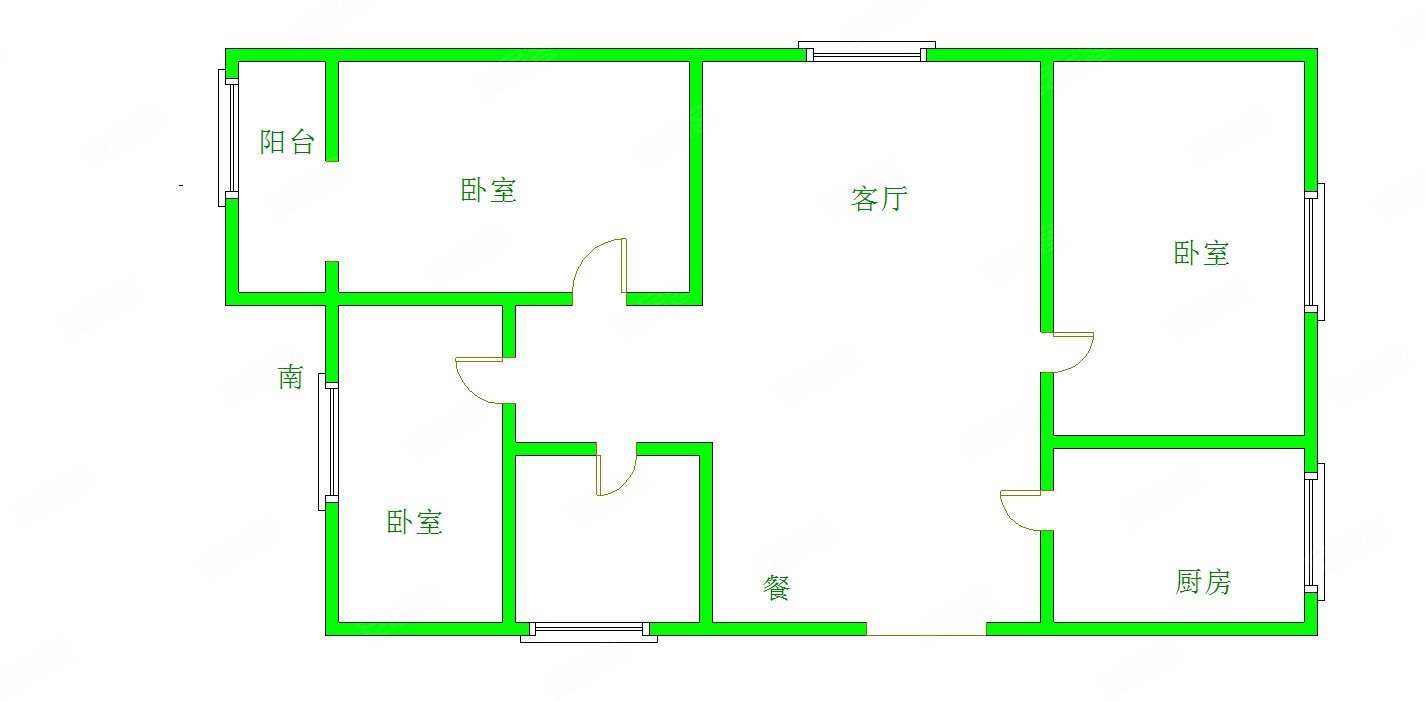 翰林居3室2厅1卫96.43㎡南北96万
