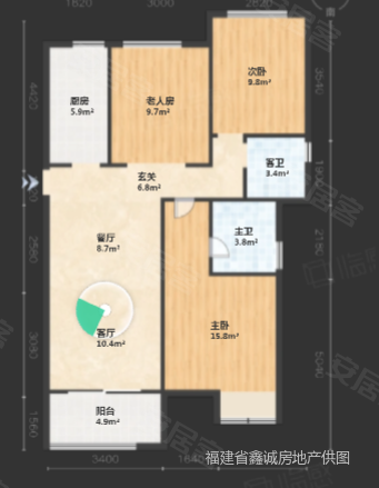 经发湖畔首府3室2厅2卫89.9㎡东南100万