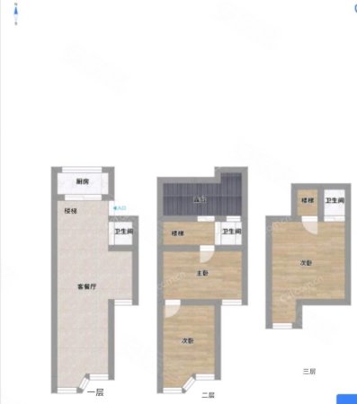 株柏公寓3室2厅3卫105㎡南北205万