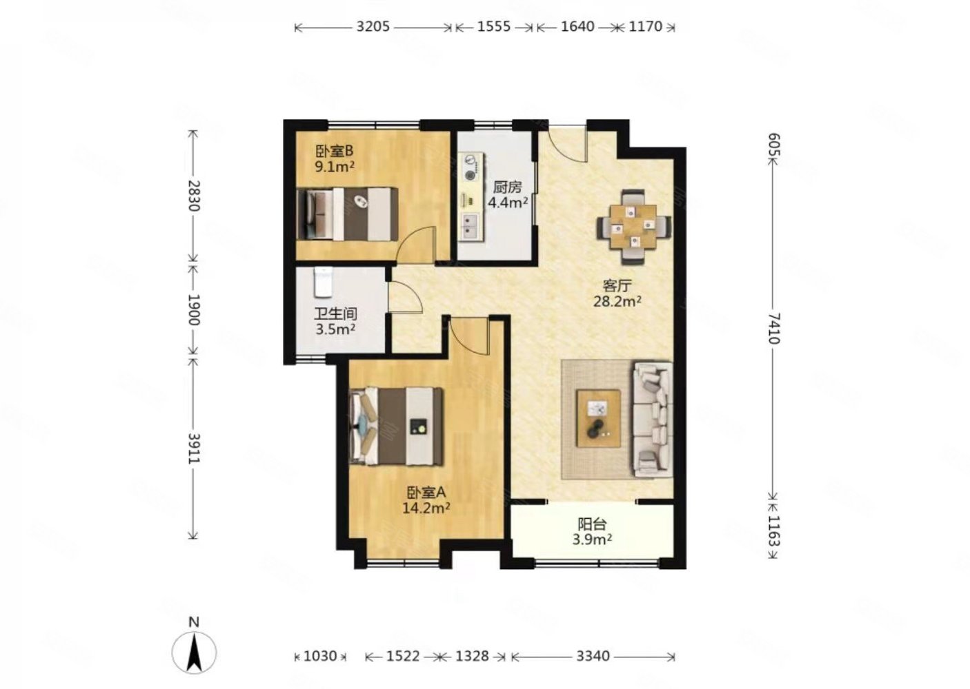 卫90平方米,中海华山珑城二手房,118万,2室2厅,1卫,90平米-济南安居客
