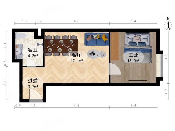 万泉新新家园1室1厅1卫56㎡东680万