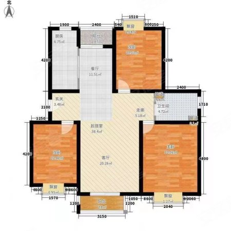 蕴福里66号3室2厅1卫93㎡南北45万