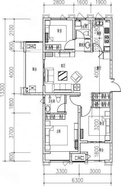 建业贰号城邦3室2厅2卫115㎡南北97万