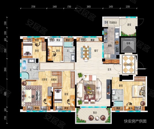 海坛步行街住宅4室2厅2卫155.92㎡南北168.3万