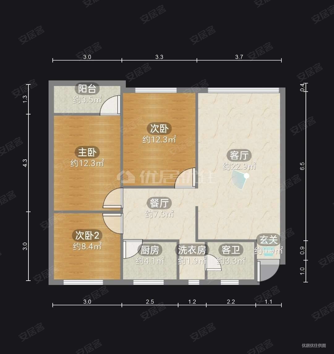 渝航路49号小区3室2厅1卫101㎡南北46万