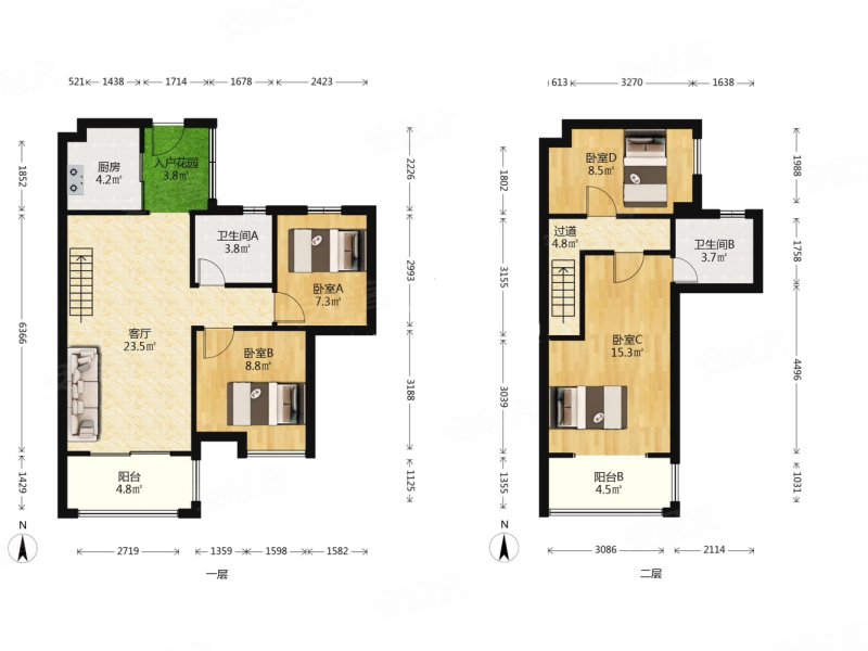 (双阳台)万科尚城四房 精装修 两梯两户
