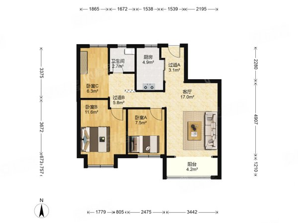 【多图】新城香溢紫郡(二期),世博园租房,新城香溢紫郡(二期) 3室2厅1