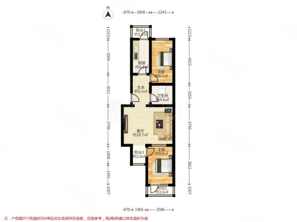 三合南里(东区)2室1厅1卫83.35㎡南北270万