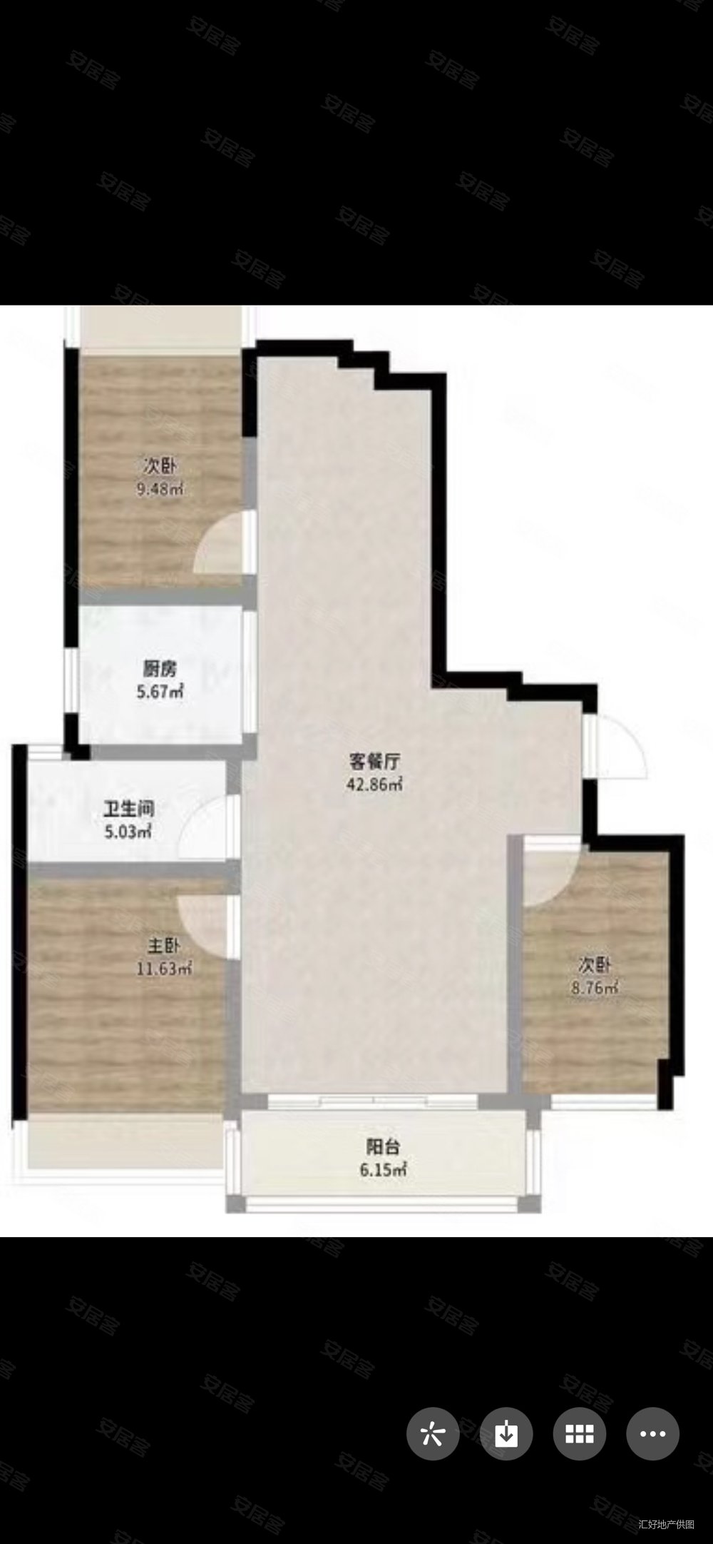 君悦华府电梯中间楼层户型周正三面采光