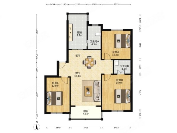 情谊苑3室2厅2卫115㎡南460万