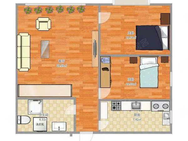 广州天河柯木塱柯木塱新村西街自建房6 号线柯木塱 阳台两房一厅 采光通风 安静舒适 家电齐全出租房源真实图片