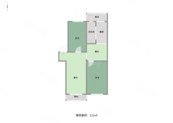 金三角花园2室2厅1卫112㎡南北80万