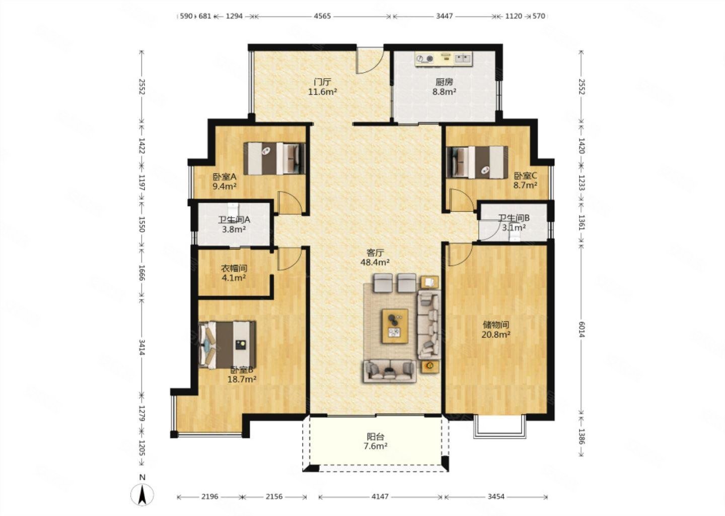 北岸美庐双卫格局朝南带电梯满五高楼层视野好