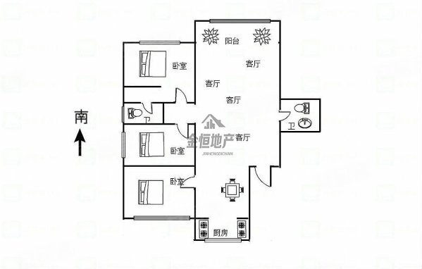 富贵家园3室2厅2卫191.16㎡南北215万