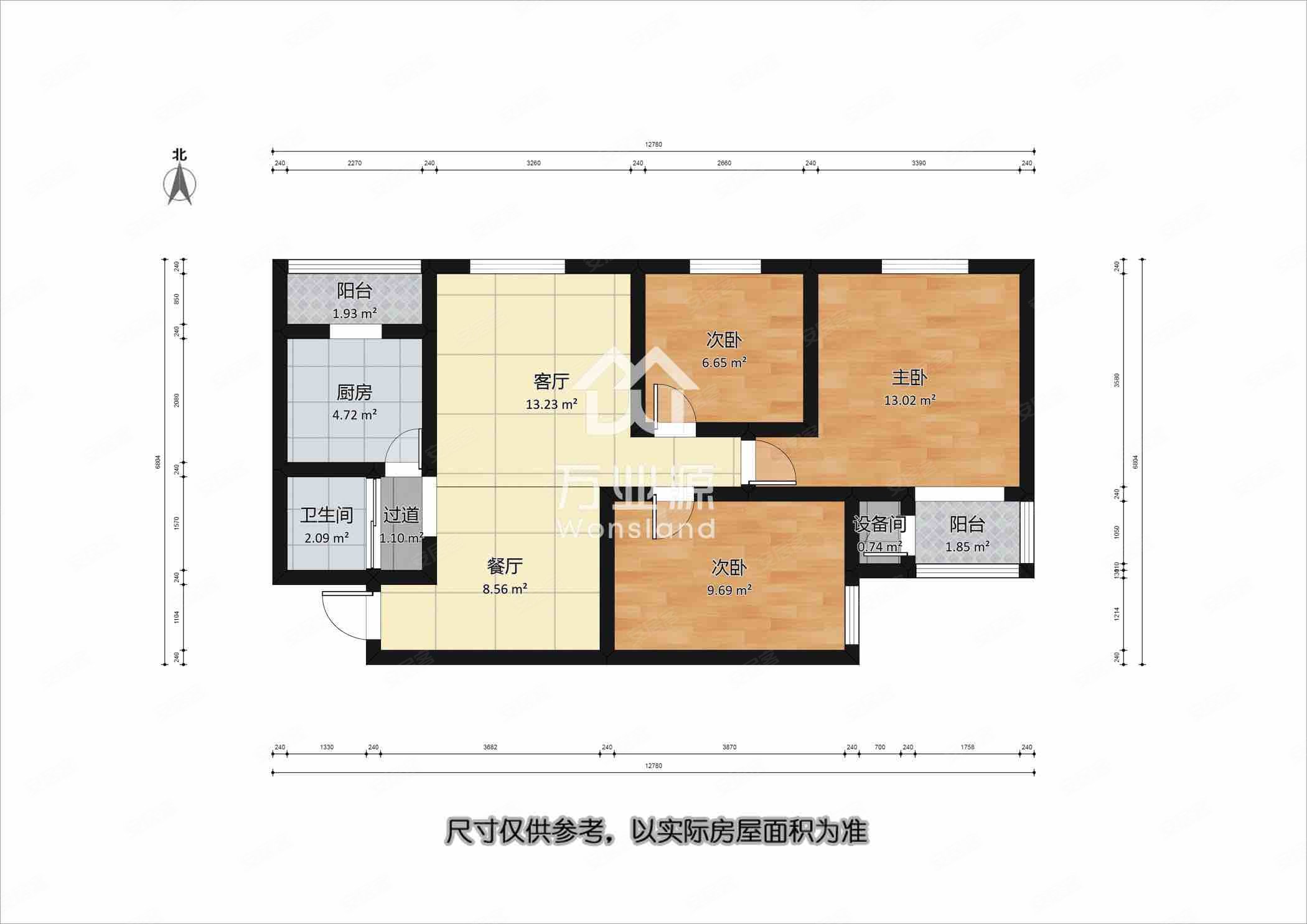 和美苑3室2厅1卫96㎡东北85万