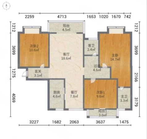 锦绣东方3室2厅1卫105㎡南北68万