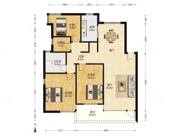 户型方正业主急售价格可谈,楼幢小区中间位置,四季新家园二手房,810万