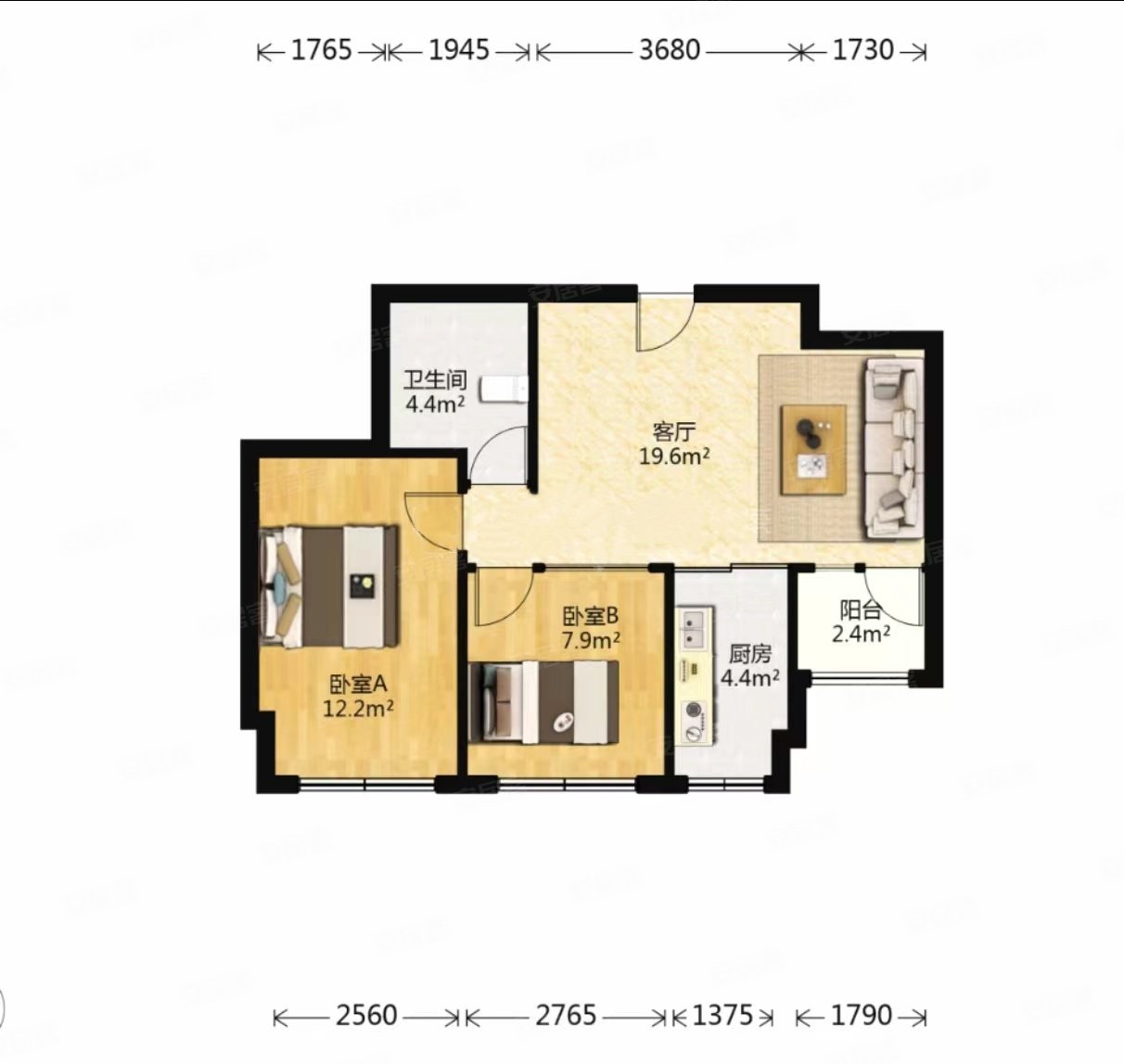 宏城嘉苑 双南卧室 采光充足 精装修 拎包即住 交通便利