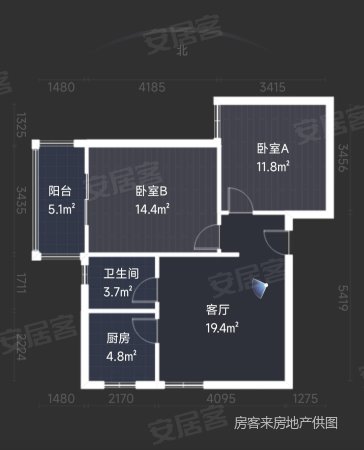 世纪锦城2室2厅1卫80㎡西南59万