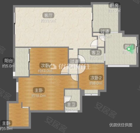 腾龙湾A1区3室2厅2卫126㎡南78万