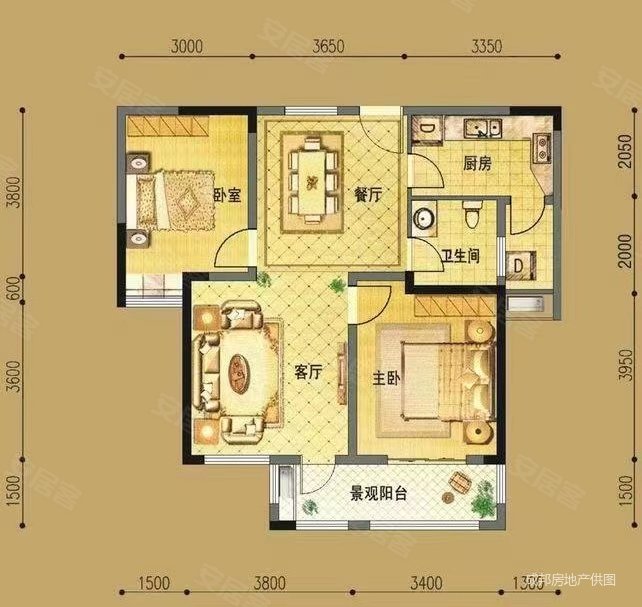 万达湖公馆a1区2室2厅1卫85㎡南北70万