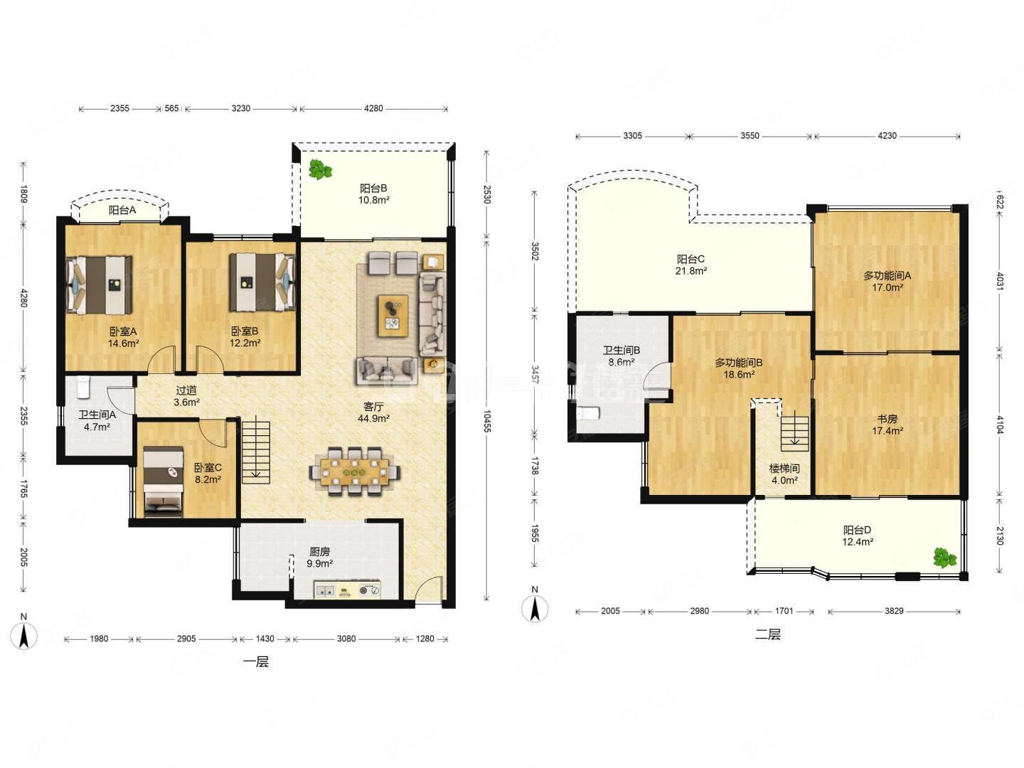 户型方正有2个大露台,金河湾二手房,140万,5室2厅,2卫,189.