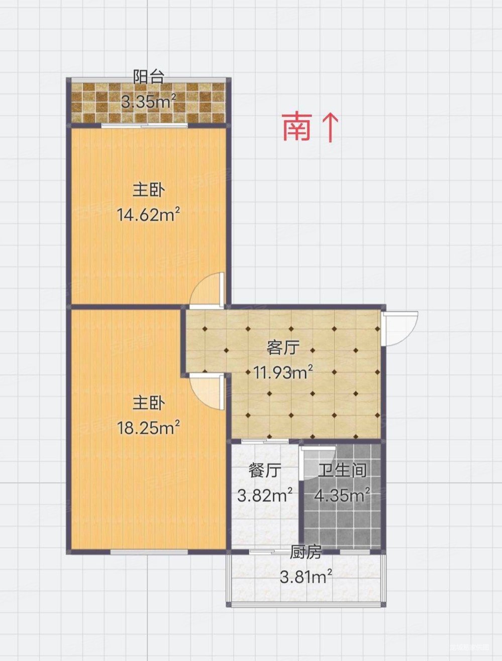 大型小区2室1厅1卫68㎡南北38万