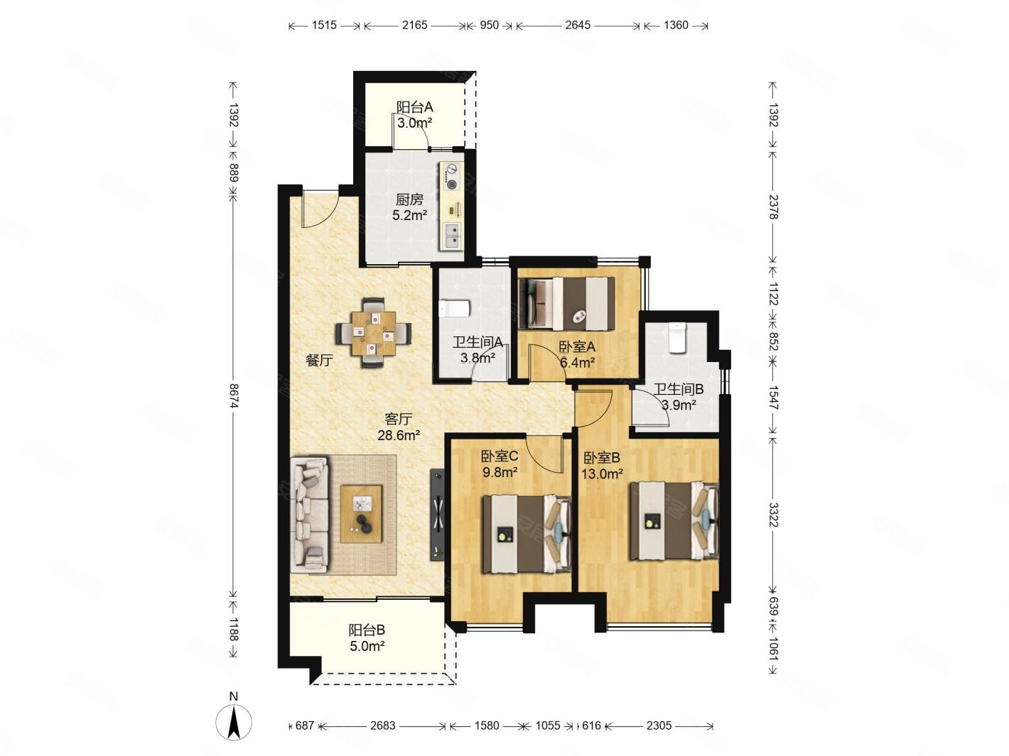 航空新城保利时代精装三房业主急售看房方便