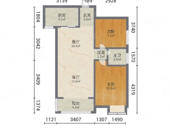 【多图】万景荔知湾,子午大道租房,万景荔枝湾两室一厅一厨一卫政法