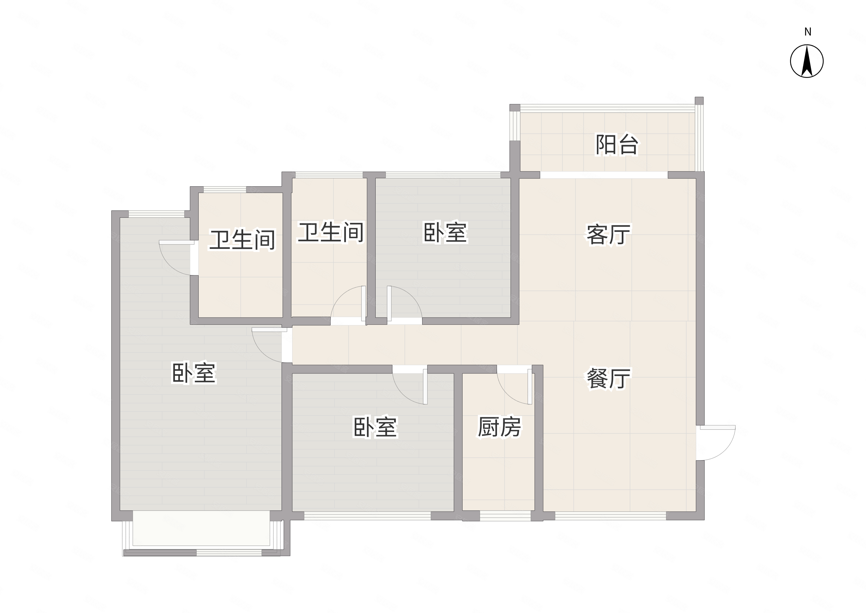 深业东城国际3室2厅2卫89.41㎡南北275万