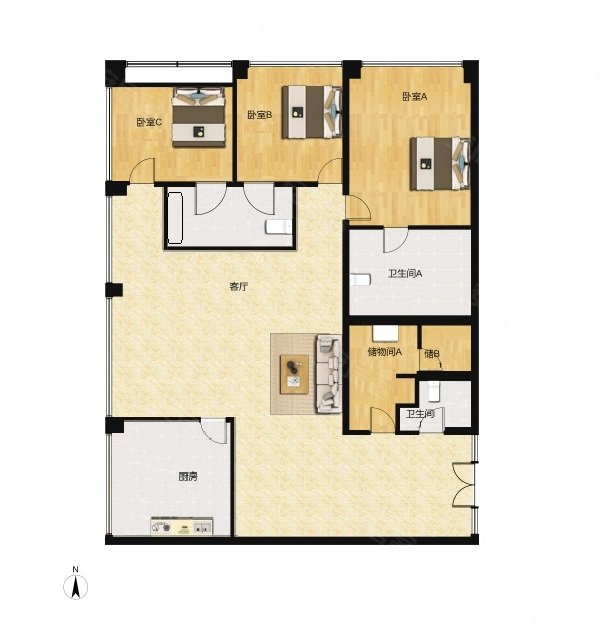 建外SOHO东区3室2厅3卫239㎡西北1100万