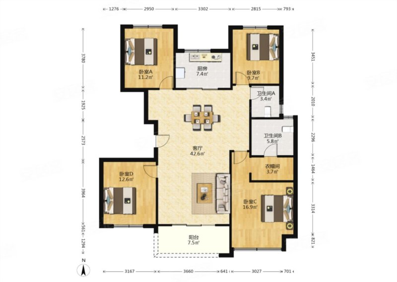 金隅紫京叠院 品质小区 四叶草户型 东边户 不临街 精装修