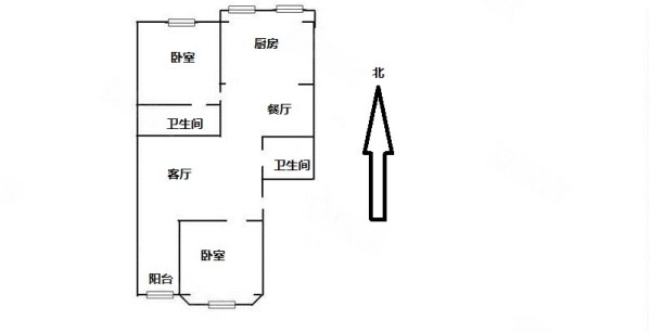 久润花园东区2室2厅2卫84.97㎡南北170万