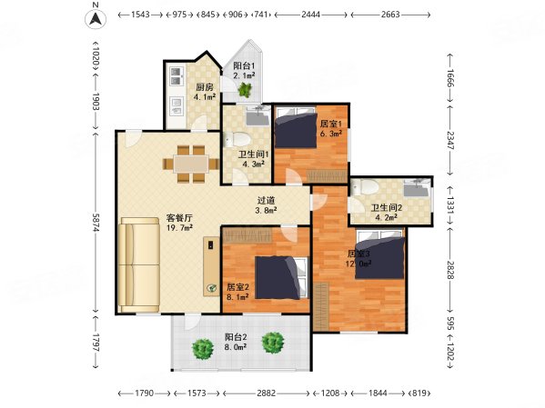 中粮锦云3室2厅2卫84.38㎡南0万