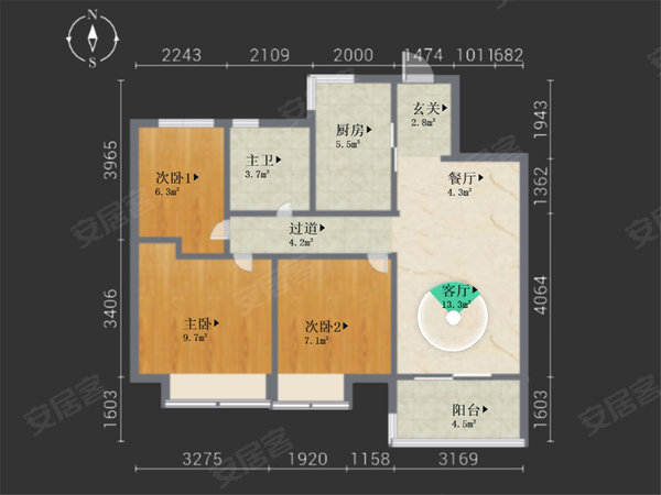 無錫新吳江溪富力城(d區)富力城(d區) 3室1廳1衛 3600.