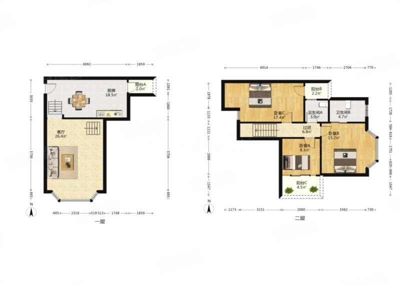 锦海国际花园      3室1厅2卫 普通装修,阳光充足,治