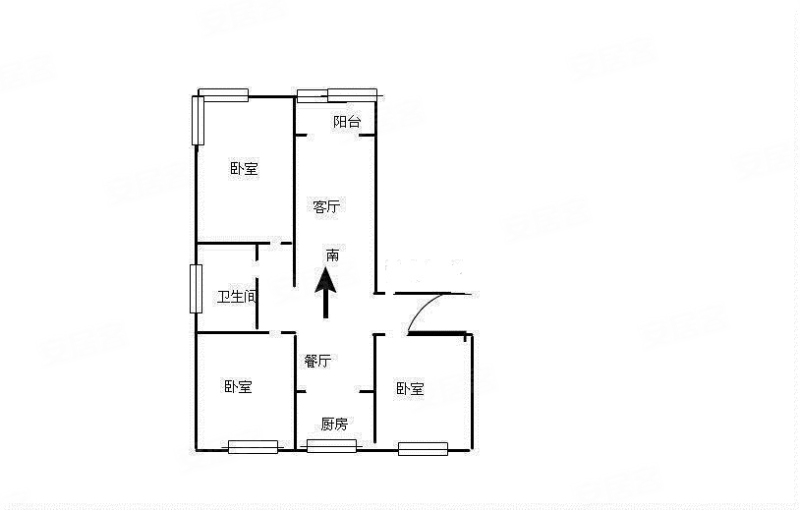 皇家花园3室2厅1卫95㎡南北72万