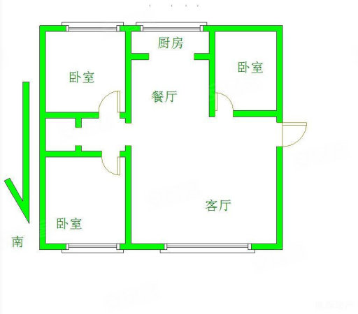 政府公寓(察尔哈西街)3室2厅1卫118㎡南北48万